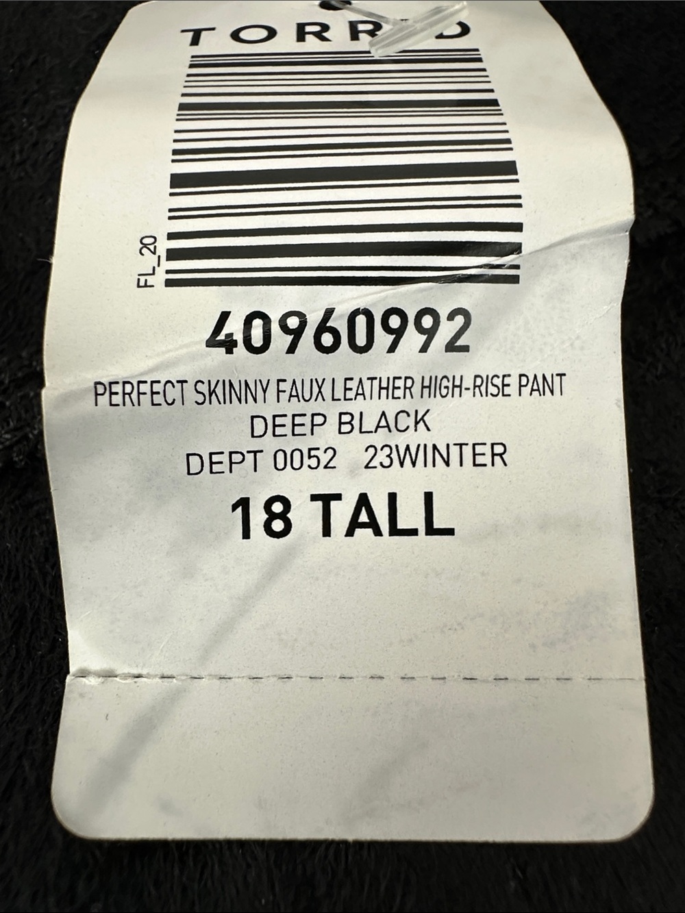 NWT Torrid Faux Leather Pants Black Perfect Skinny High Rise Women’s Sz 18 Tall - Picture 9 of 9